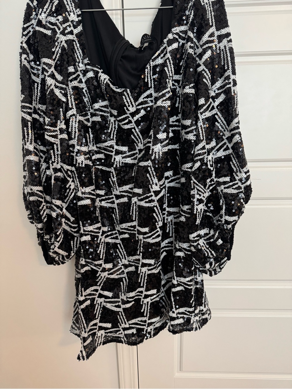 Eloquii Black Sequin Geometric Mini Dress